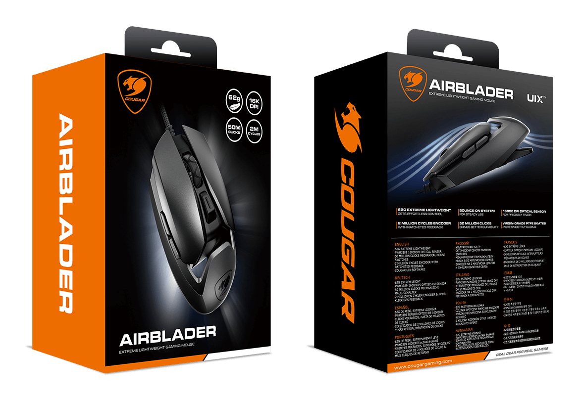 Cougar Gaming Maus AirBlader Kabelgebunden Schwarz - Maus - 16.000 dpi, Ansicht 3