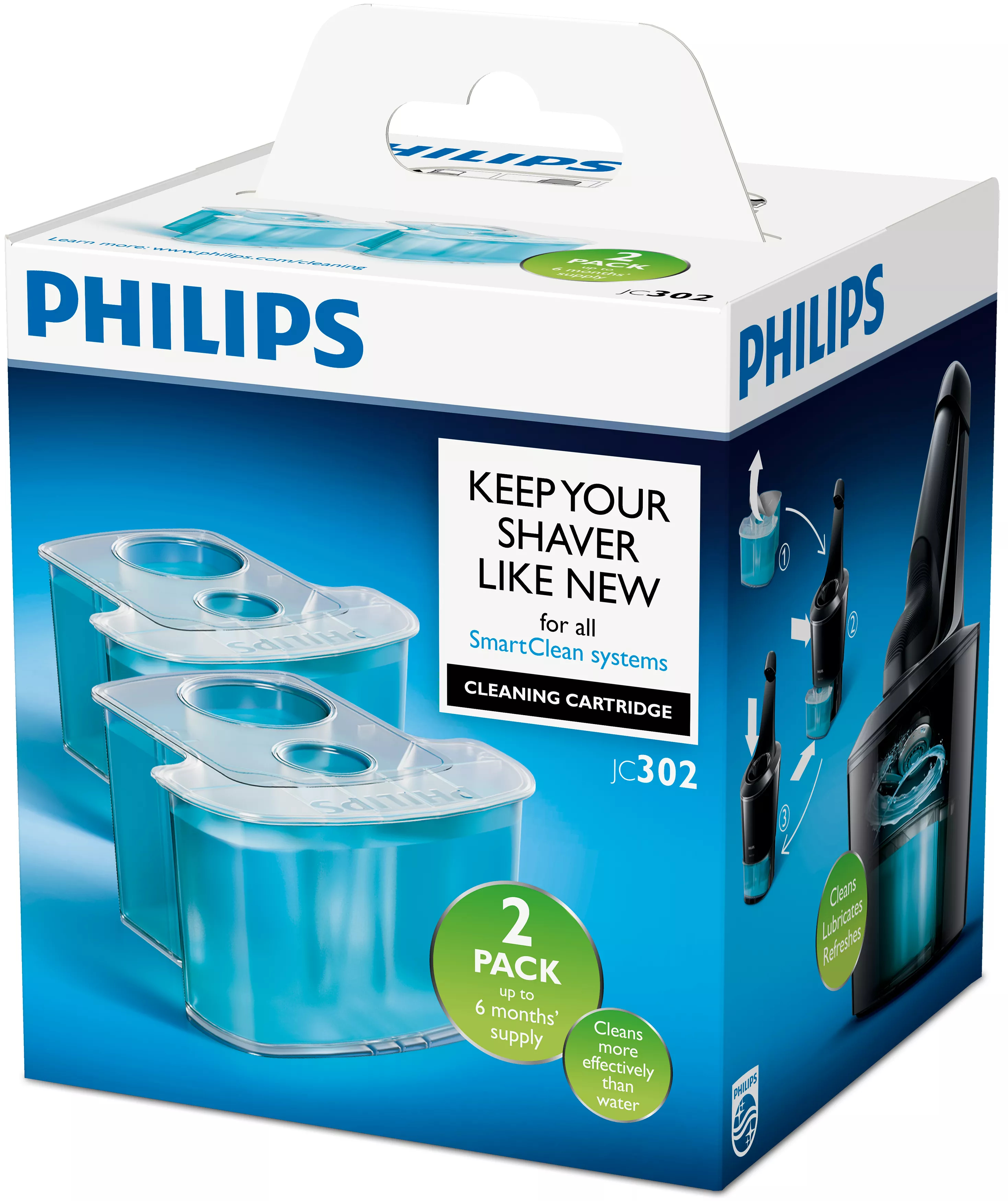 Philips JC302 - Reinigungskartuschen-Kit - für Rasierapparat (Packung mit 2), Ansicht 3