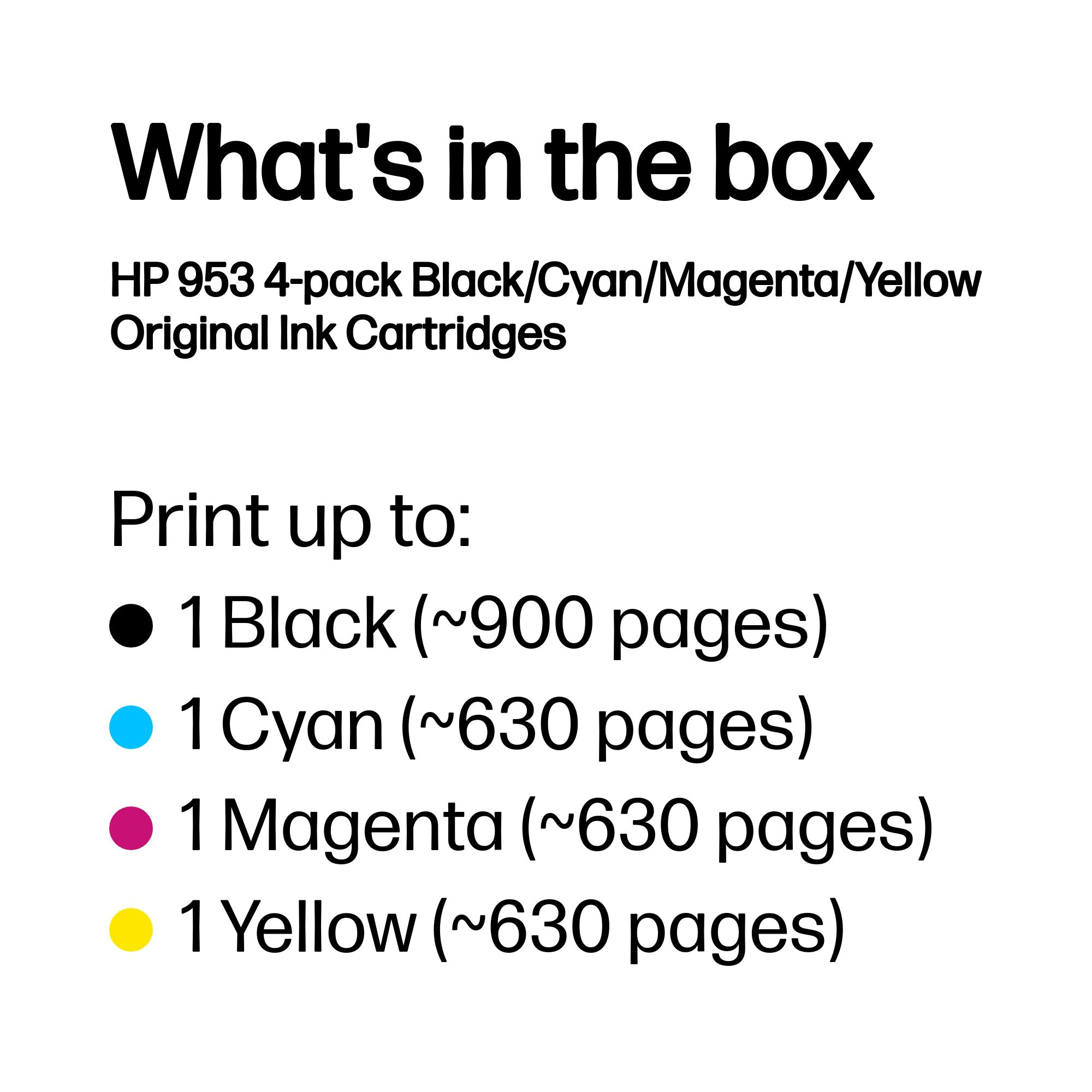 HP 953 - 4er-Pack - Schwarz, Gelb, Cyan, Magenta, Ansicht 3