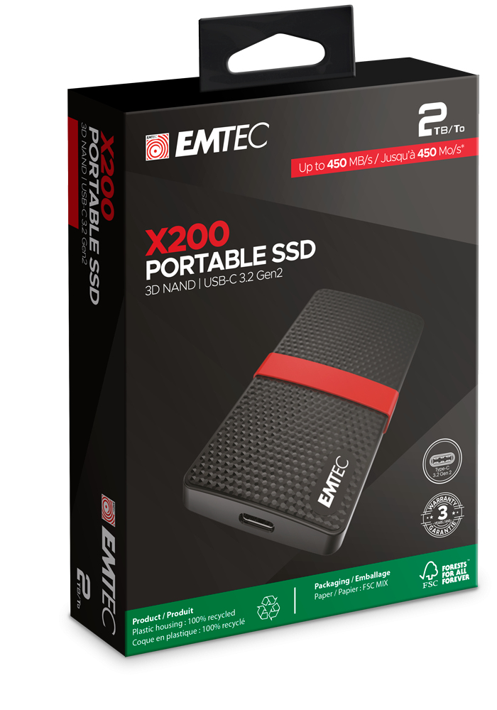 EMTEC SSD 3.2Gen1 X200 2TB Portable retail, Ansicht 4