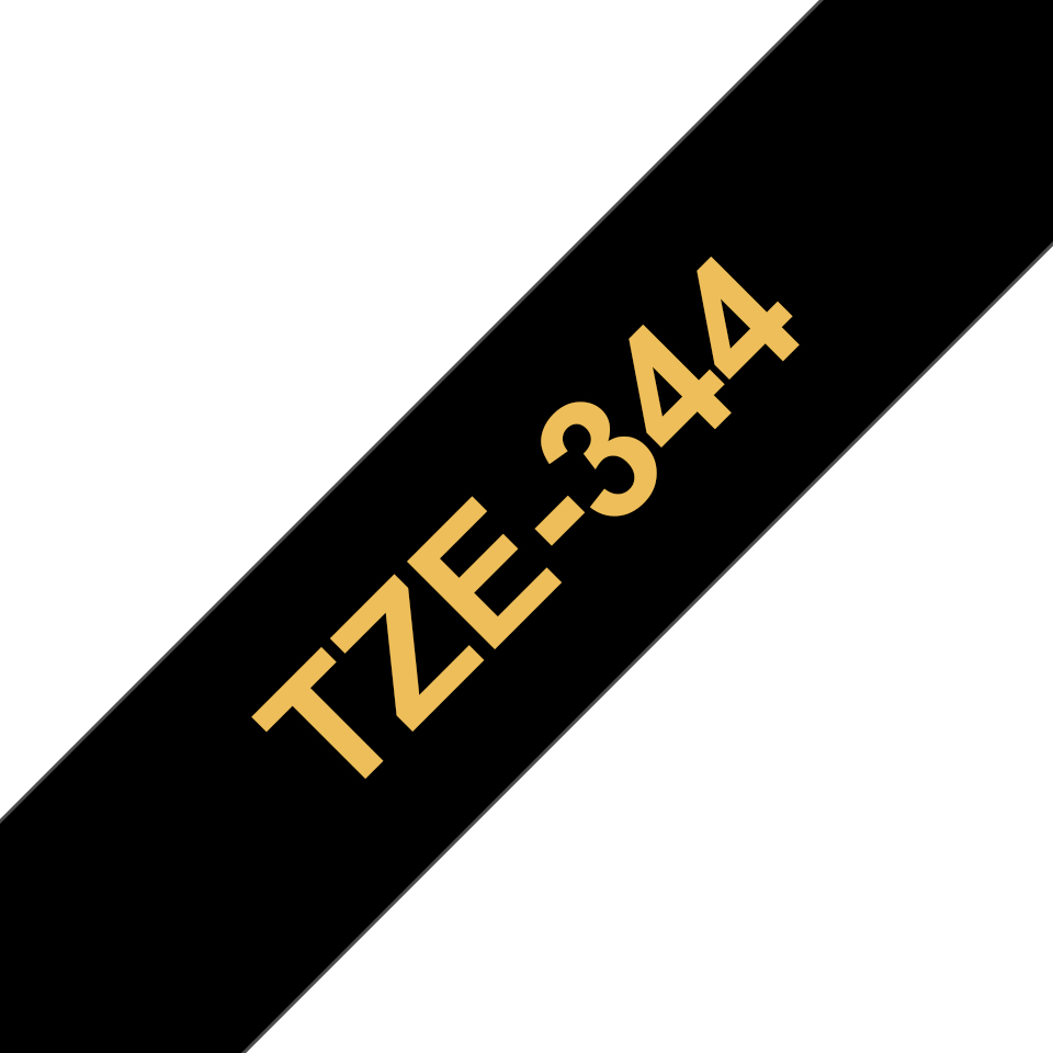 Brother TZe-344 - Standard-Klebstoff - gold auf schwarz - Rolle (1,8 cm x 8 m), Ansicht 2