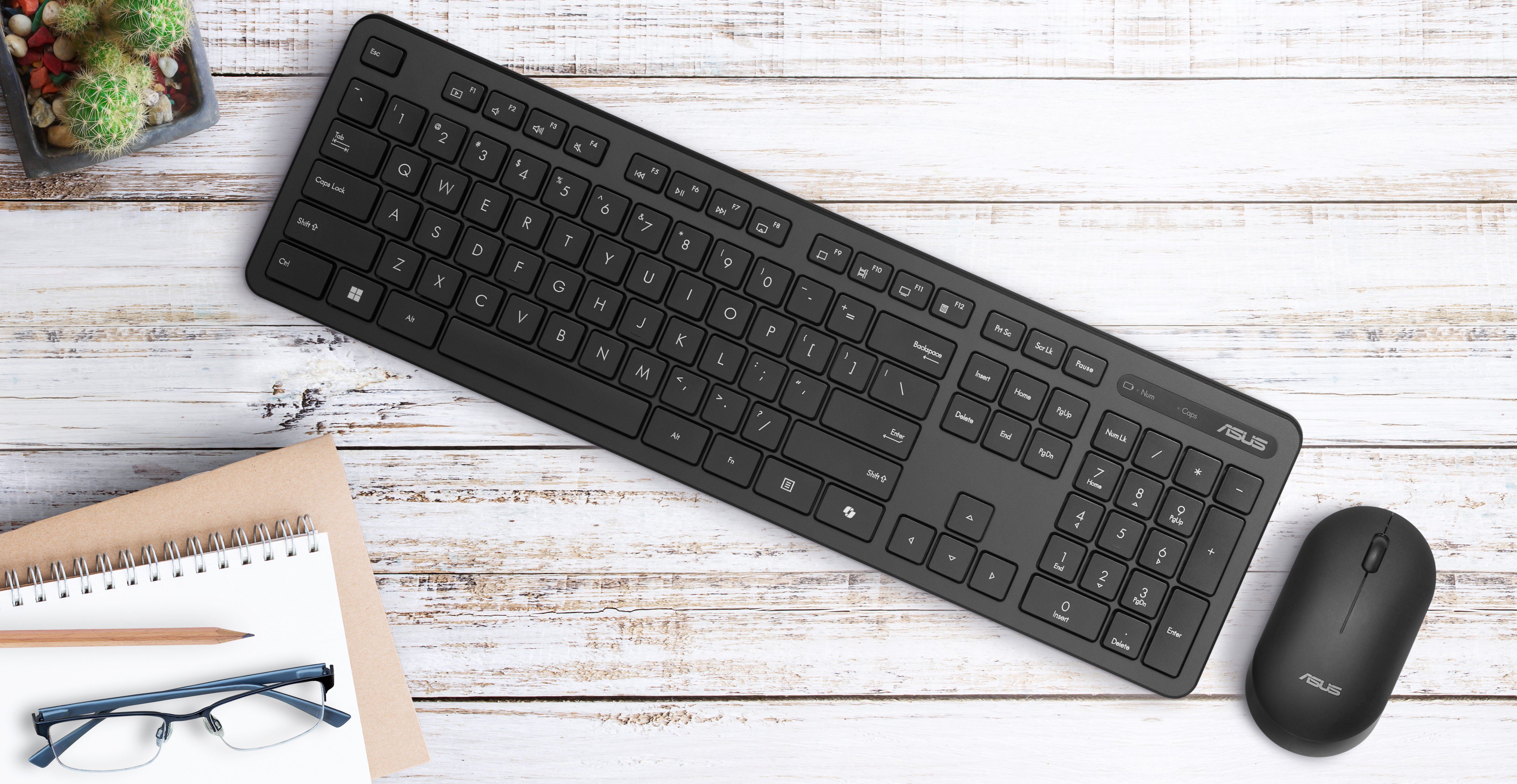 ASUS Cw100 Tastatur- und Maus Set Wireless Schwarz - Desktop - TL: Deutsch, QWERTZ, Ansicht 3