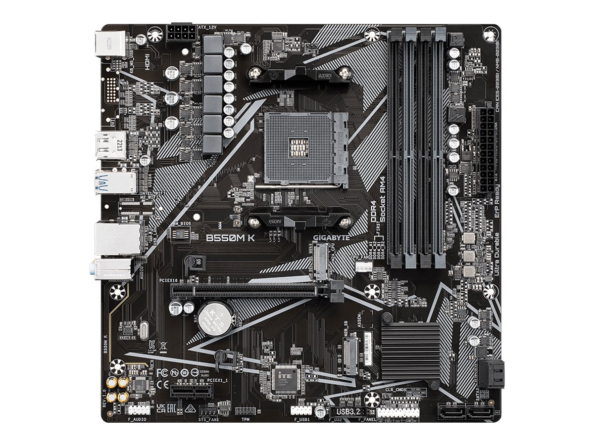 Gigabyte B550M K - 1.0 - Motherboard - micro ATX - Socket AM4 - AMD B550 Chipsatz - USB 3.2 Gen 1 - Gigabit LAN - Onboar