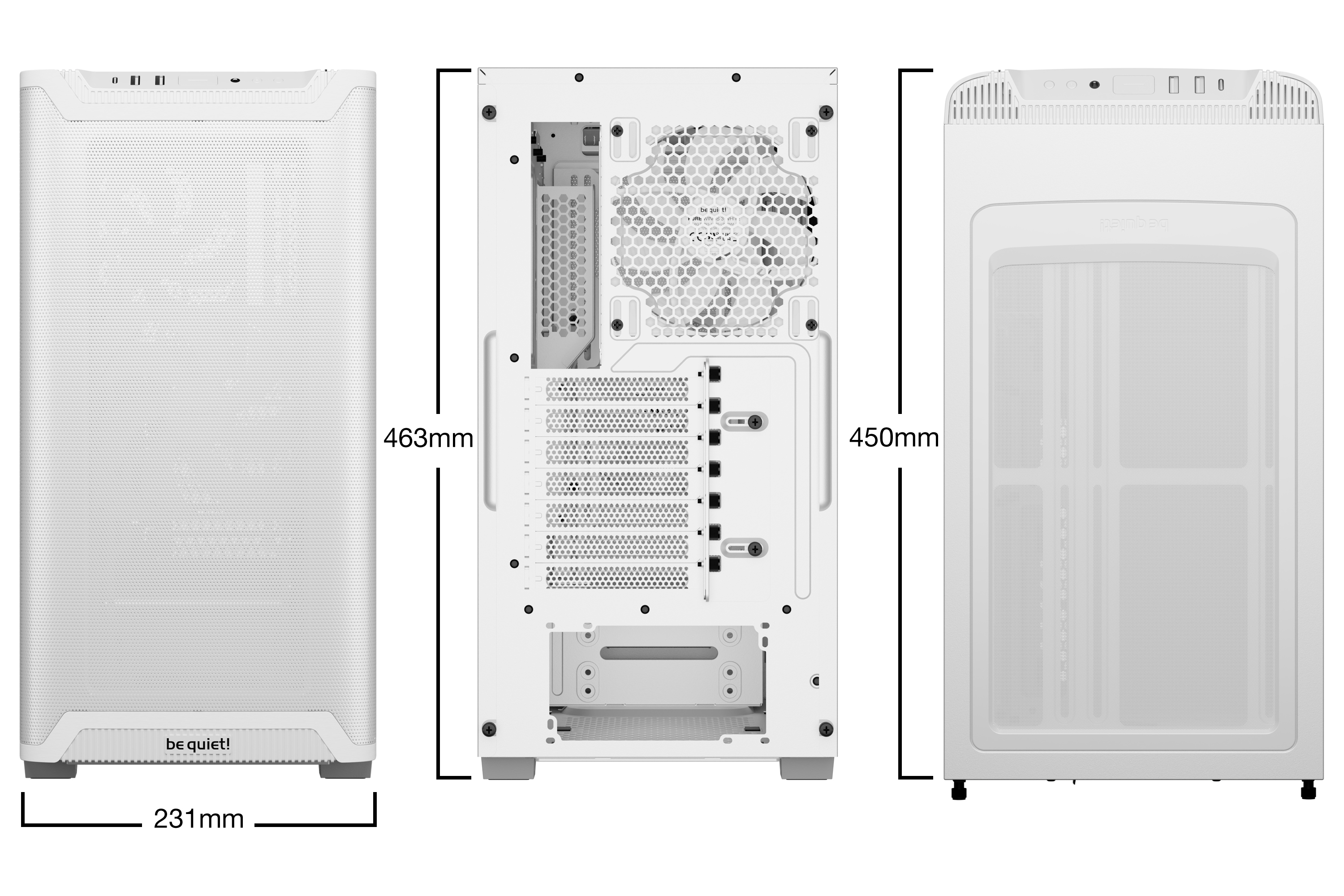 Be Quiet! ! PURE BASE 501 Airflow White, Ansicht 3