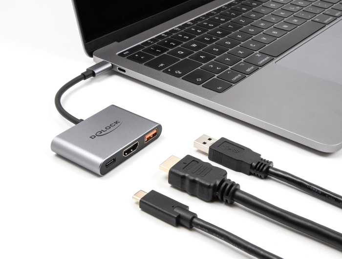 Delock USB Type-C Adapter zu HDMI 4K 30 Hz mit Typ-A und PD 2.0 90, Ansicht 2