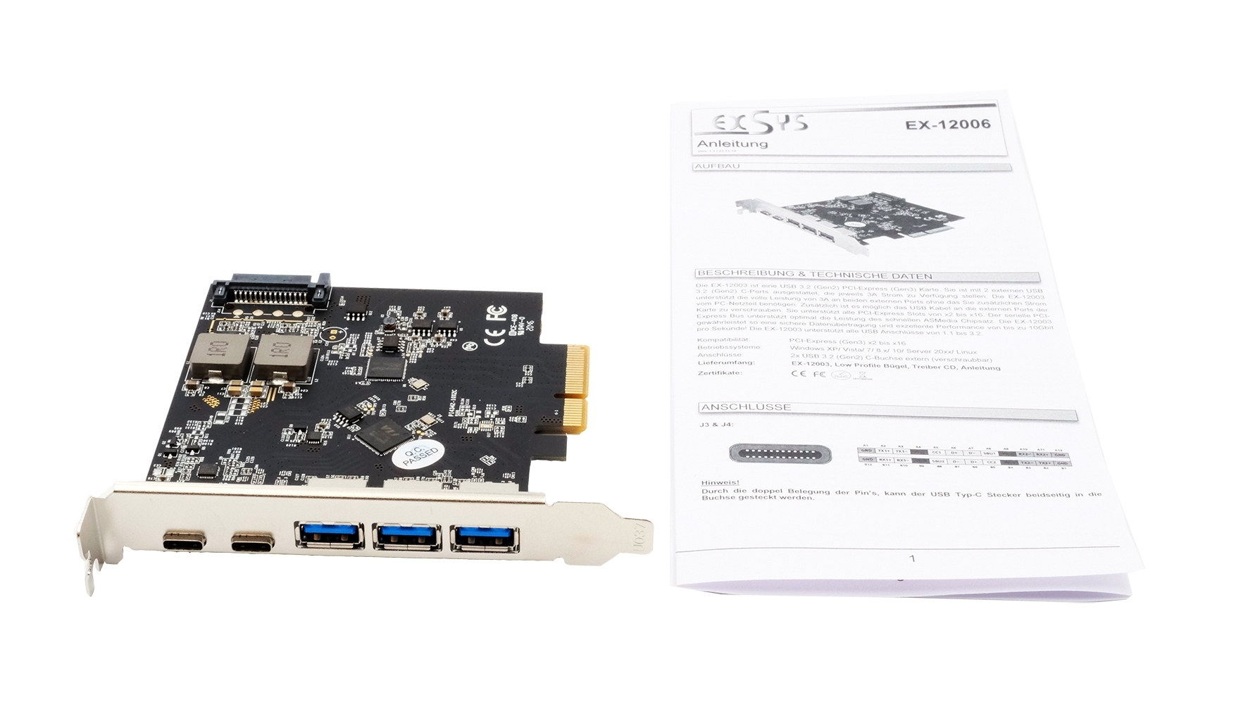 Exsys EX-12006 - PCIe - USB 3.2 Gen 2 (3.1 Gen 2), Ansicht 3