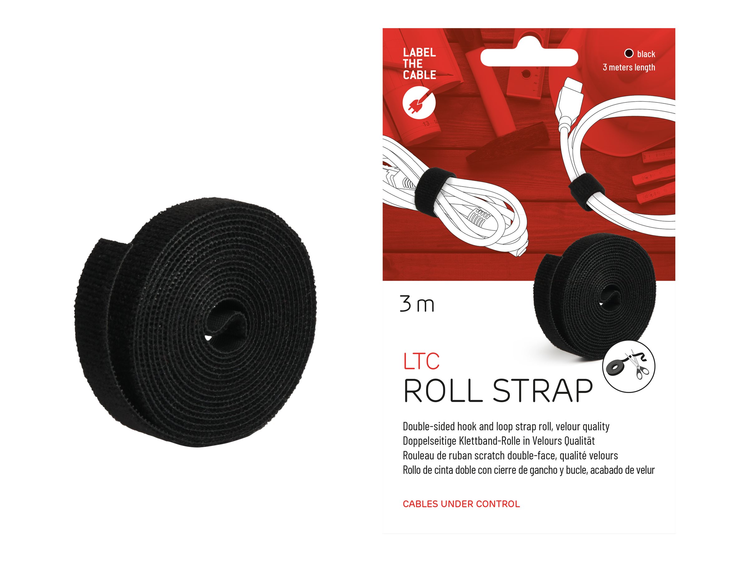 Label-the-cable LTC ROLL STRAP - Klettverschlussstreifen - Schwarz