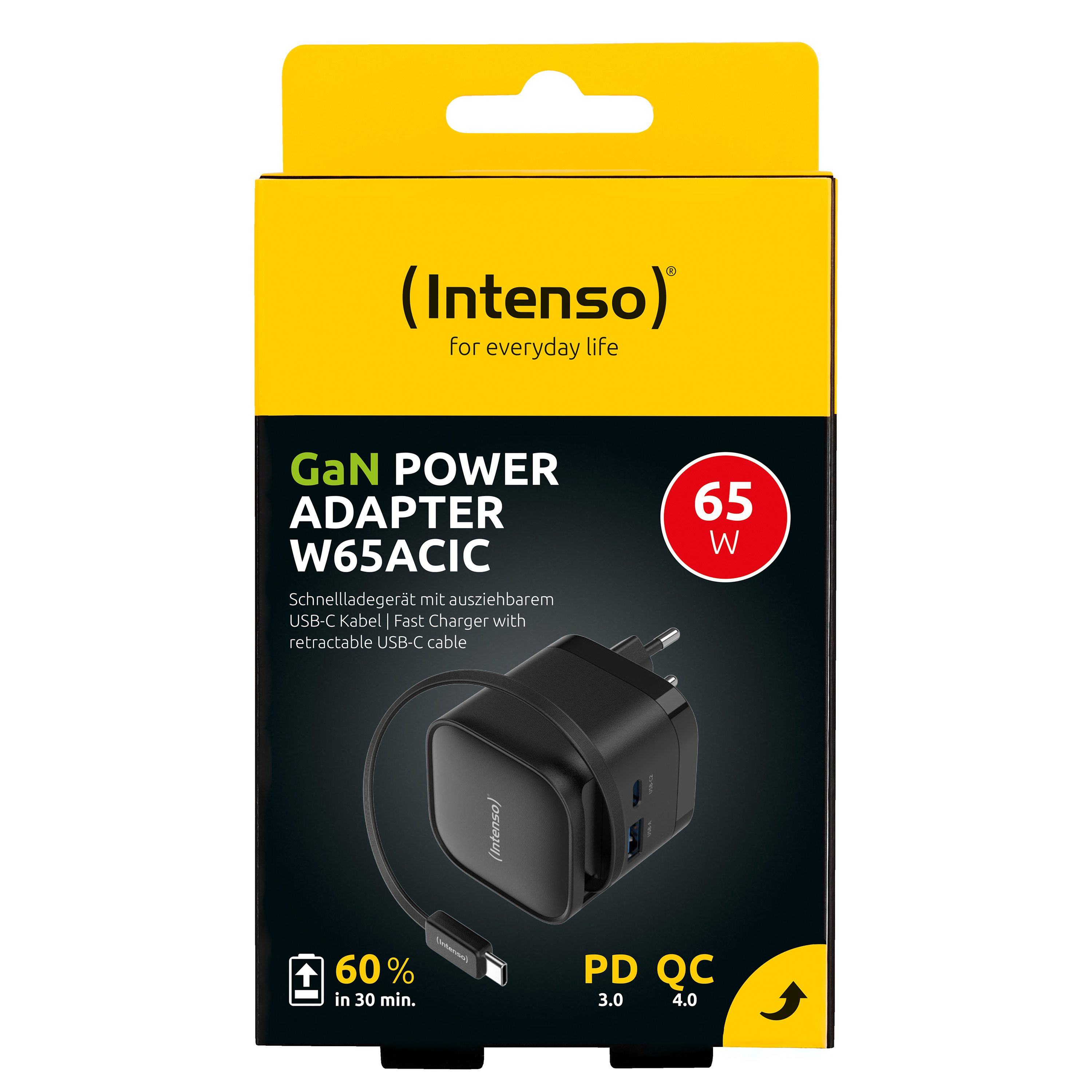 Intenso Compact Fast Charger 65W USB-C/USB-A Black, Ansicht 2