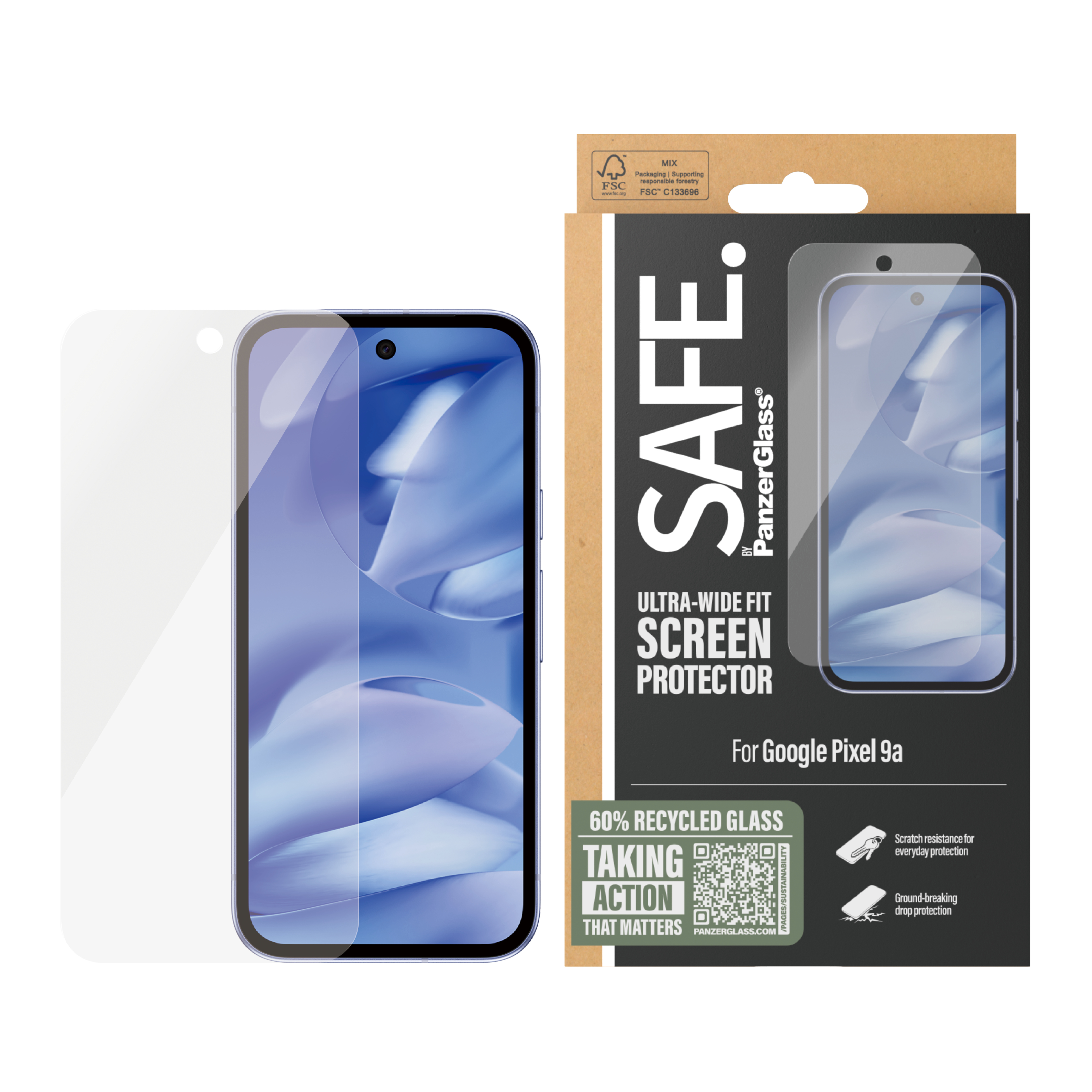 PanzerGlass SAFE. by Displayschutz Google Pixel 9a| Ultra-Wide Fit Google G..., Ansicht 4