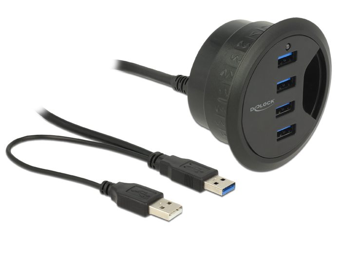 Delock In-Desk Hub - Hub - 4 x SuperSpeed USB 3.0, Ansicht 4