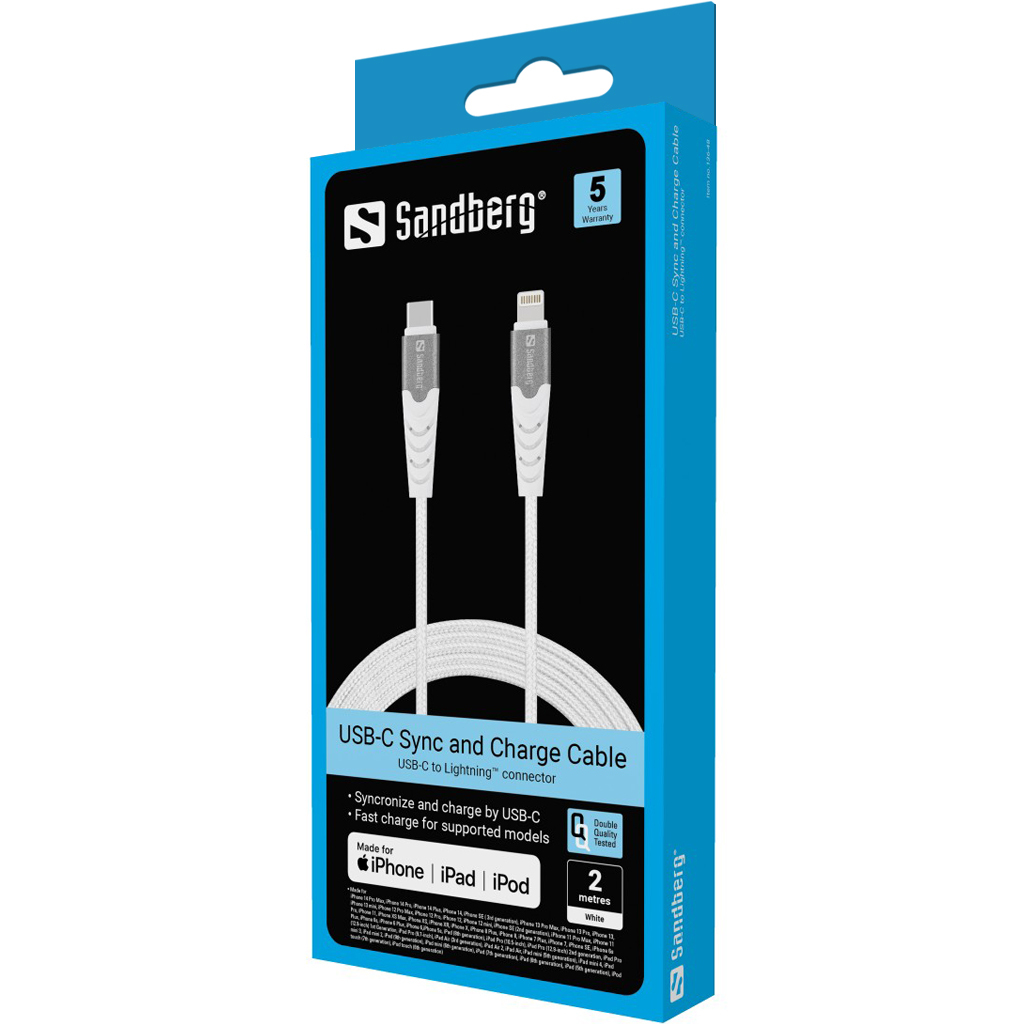 SANDBERG Lightning-Kabel - 24 pin USB-C männlich zu Lightning männlich, Ansicht 3