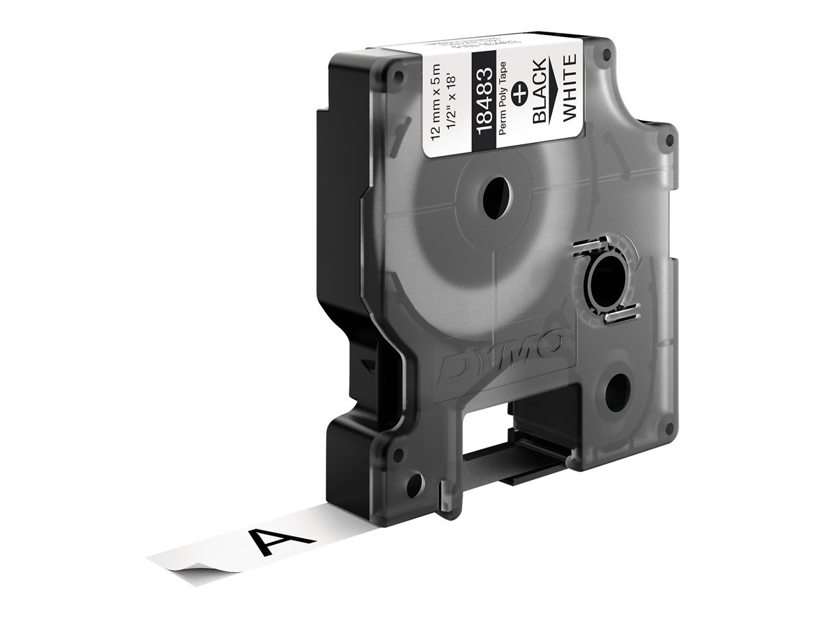Dymo IND - Polyester - permanenter Klebstoff - Schwarz auf Weiß - Rolle (1,2 cm x 5 m), Ansicht 3