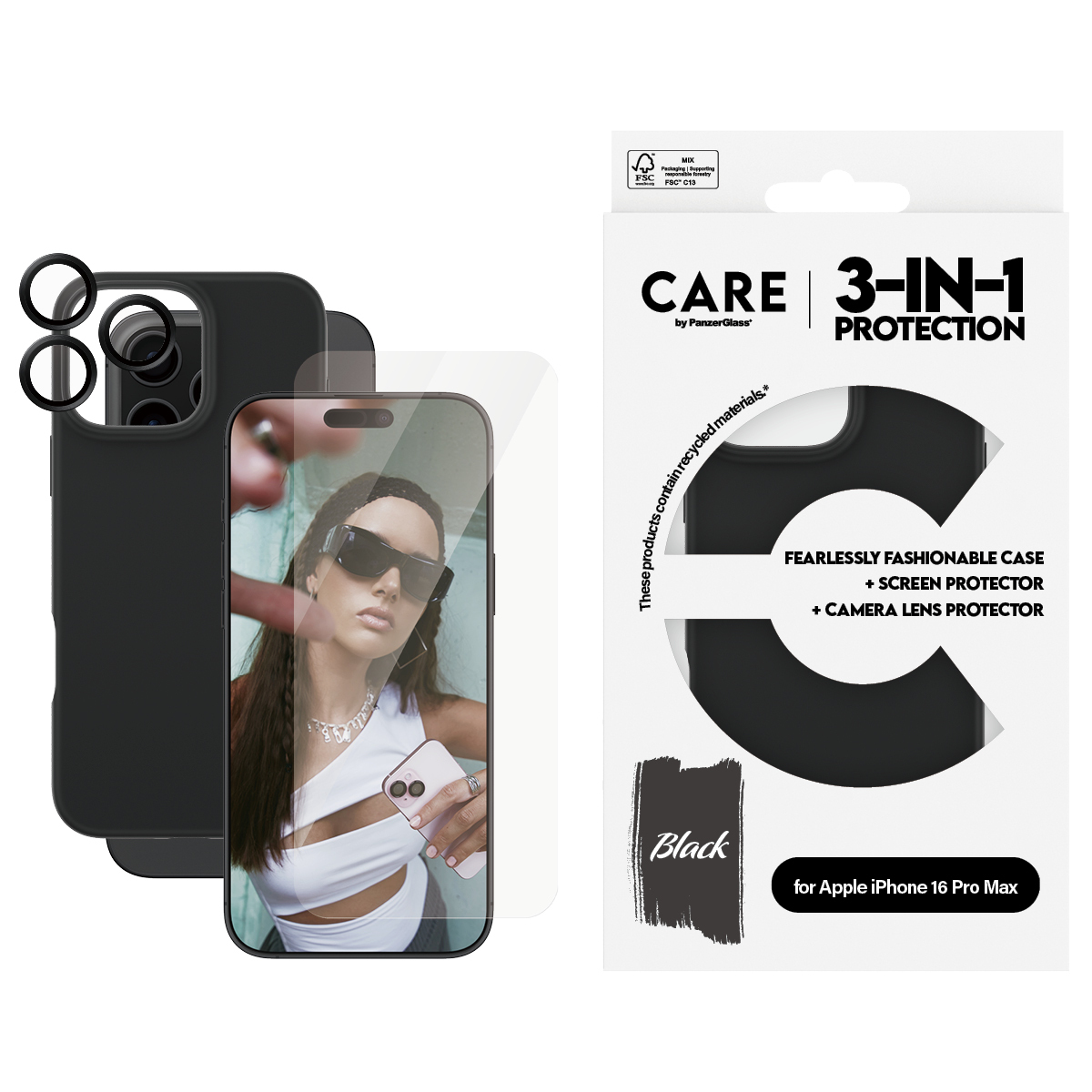 PanzerGlass CARE by PanzerGlass - Hintere Abdeckung für Apple iPhone 16 Pro Max - fettabweisende Beschichtung, Ansicht 4