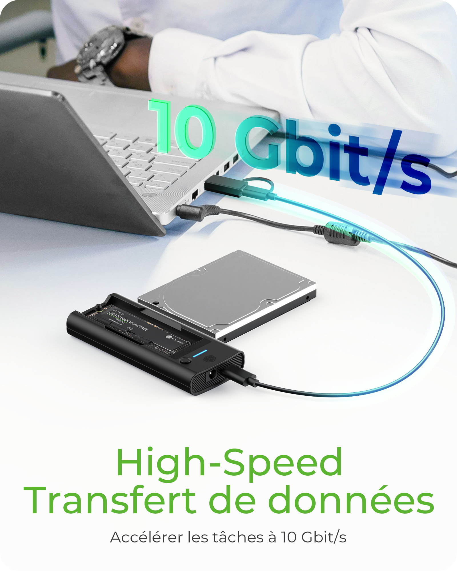ICY BOX IB-180MS-C31 - HDD / SSD Dockingstation - 2,5 / 3,5 gemeinsam genutzt, M.2 (6,4 cm/8,9 cm gemeinsam genutzt), Ansicht 3
