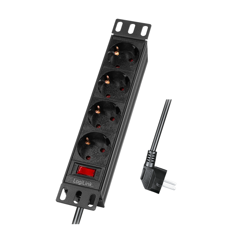 LogiLink Steckdosenleiste 4-fach mit Schalter 10 1HE 2m - Steckdosenleiste, Ansicht 2