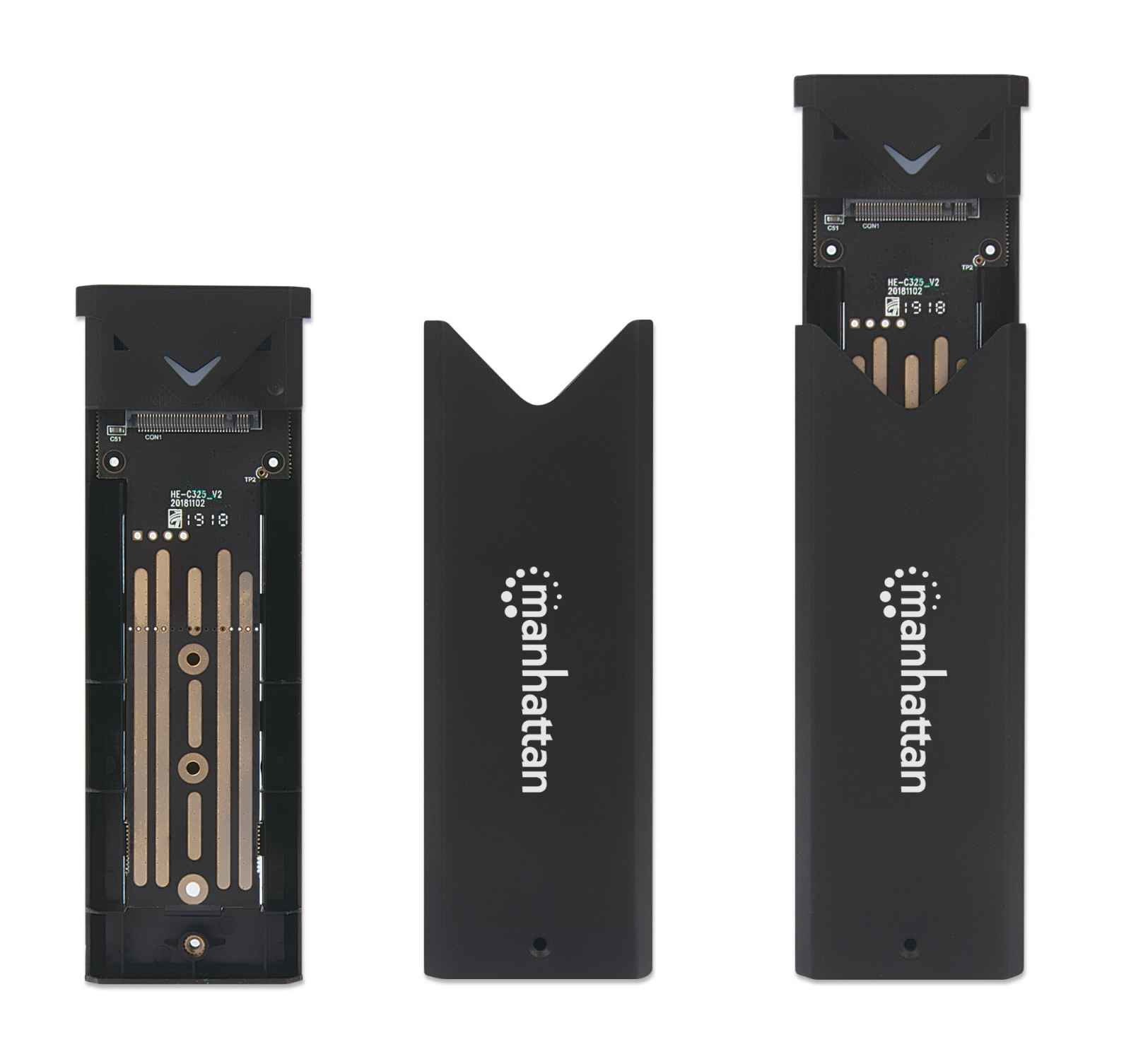 Manhattan M.2 NVMe SSD Enclosure, USB-C Female Connection, 10 Gbps (USB 3.2 Gen2 aka USB 3.1), Ansicht 2