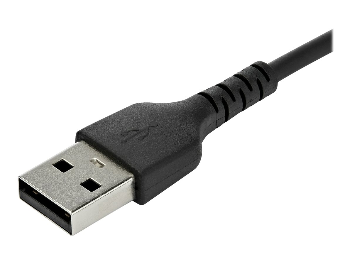 StarTech.com 2m USB-A auf USB-C Ladekabel - Dauerhaftes USB 2.0 auf USB Typ-C Datenübertragungs- und Schnellladekabel - Robuster TPE-Mantel Aramidfaser, M/M, 3A - Schwarz (RUSB2AC2MB)
