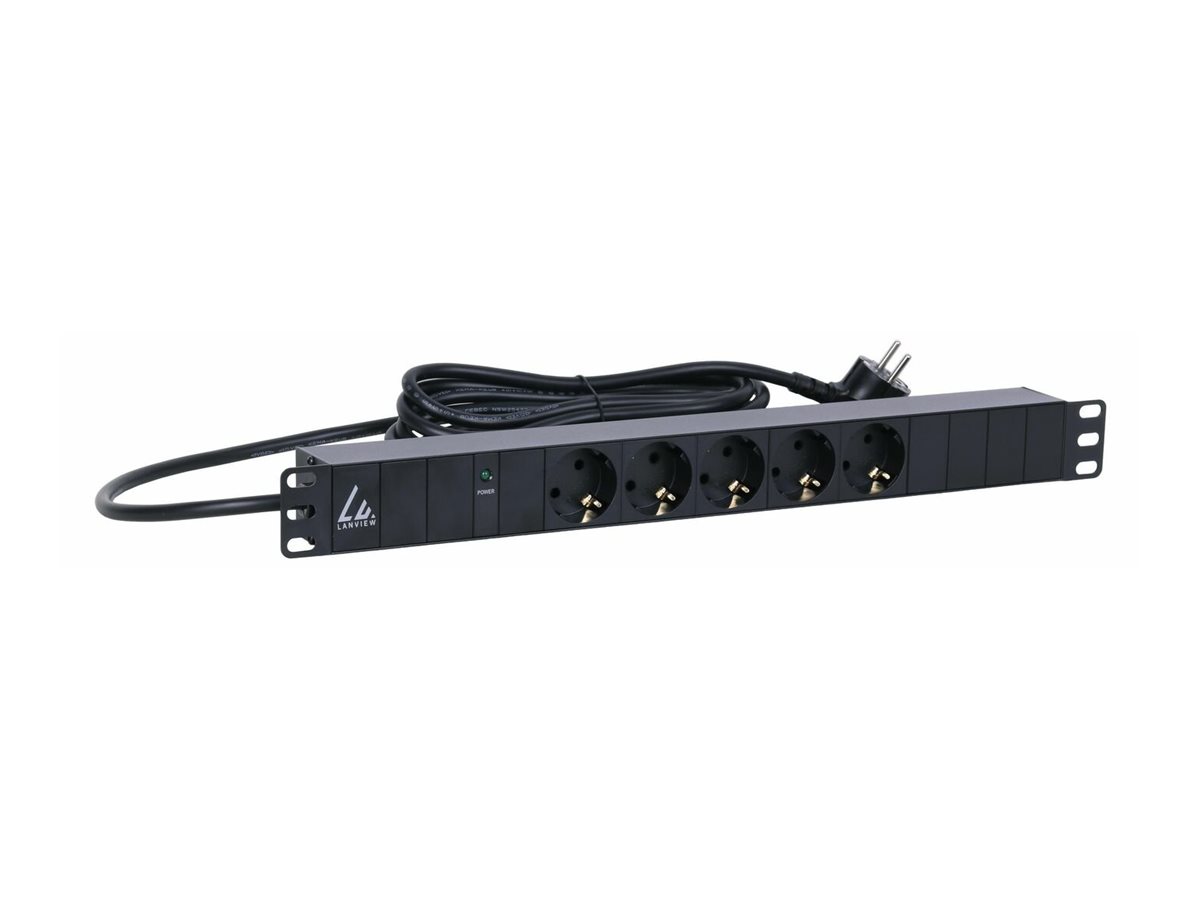 Lanview 19'' rack mount power strip 10A with 5 x Schuko type - Rackbefestigung, Ansicht 4