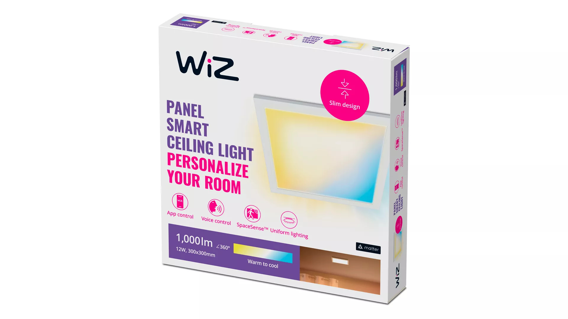 WIZCONNECTED Panel Tunable White Deckenleuchte Weiß 1000 lm, Ansicht 4