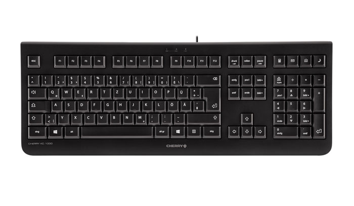 Cherry KC 1000, Volle Größe (100%), Kabelgebunden, USB, QWERTZ, Schwarz