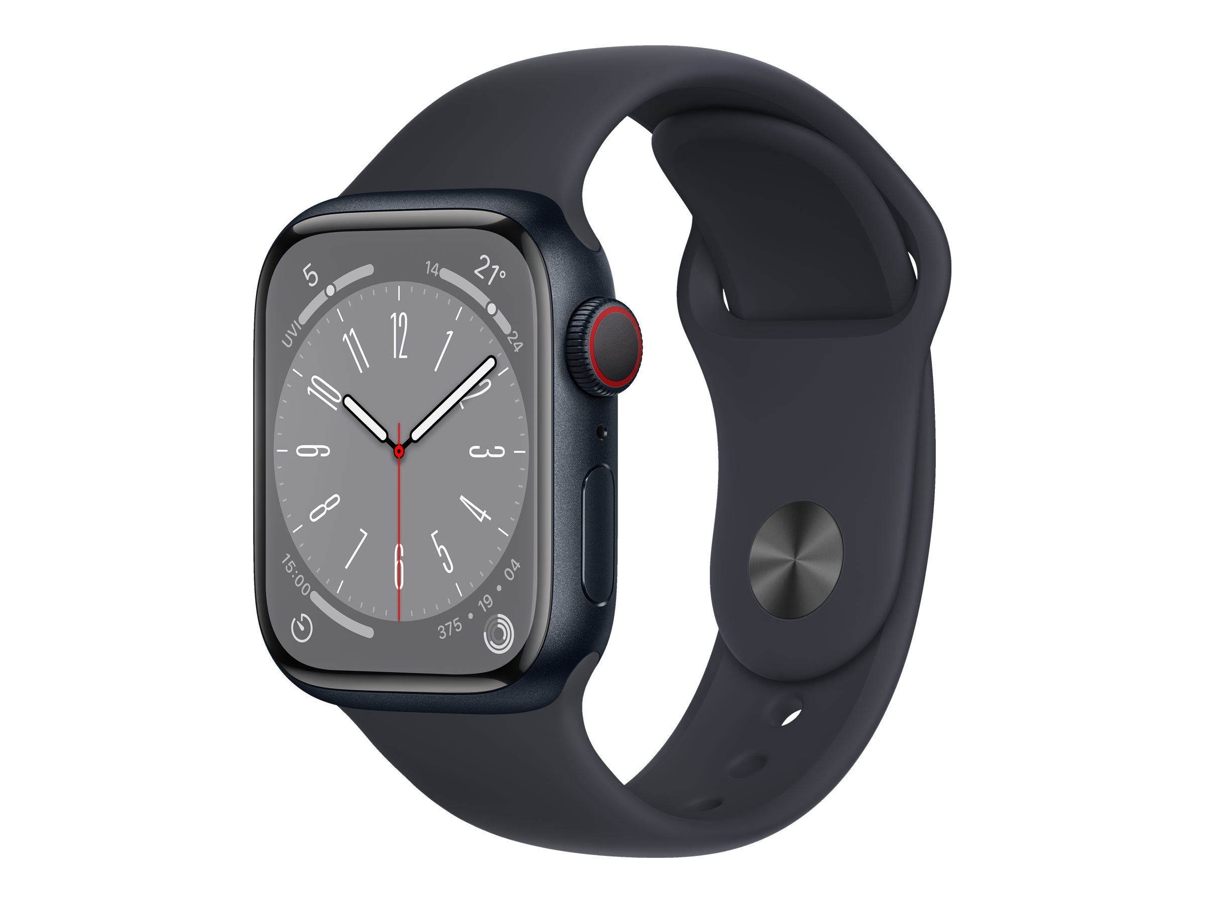 Apple Watch Series 8 GPS + Cellular, Aluminium mitternacht, 41mm mit Sportarmband, mitternacht