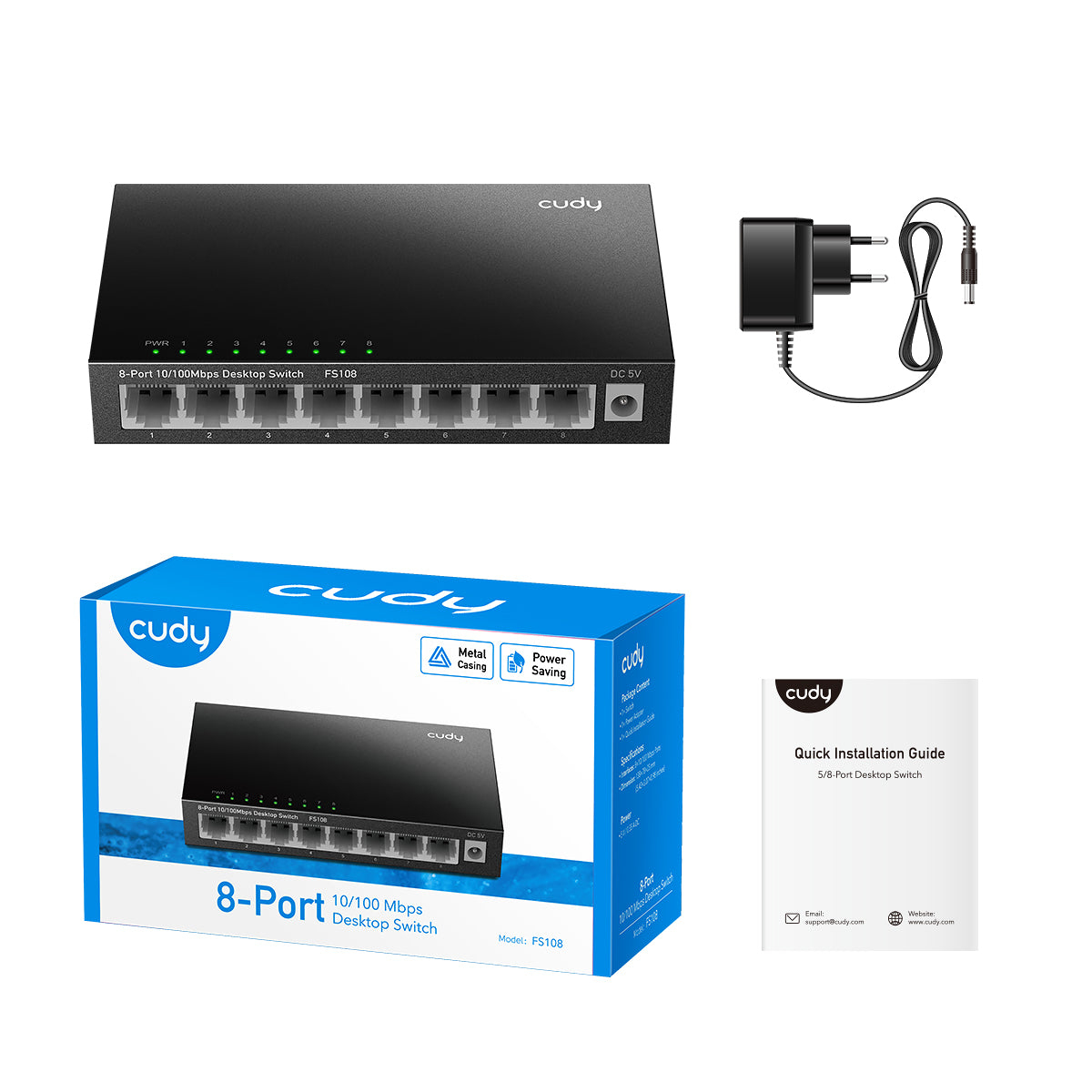 CUDY FS108 8-Port 10/100 Metal Switch - Switch - 0,1 Gbps, Ansicht 2