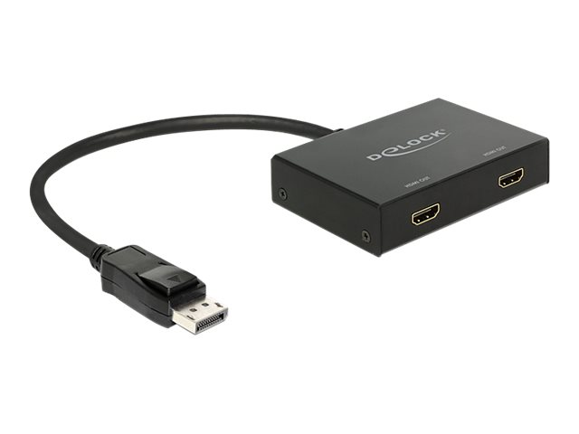 Delock Displayport 1.2 Splitter 1 x Displayport in > 2 x HDMI out 4K - Video-/Audio-Splitter - 1 x DisplayPort + 2 x HDMI - Desktop