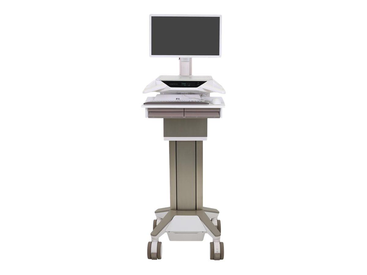 Ergotron CareFit Pro - Wagen - Electric Lift - für LCD-Display  PC-Ausrüstung - verriegelbar - medizinisch - weiß Warm Gray - Bildschirmgröße: bis zu 686 cm (bis zu 27 Zoll)