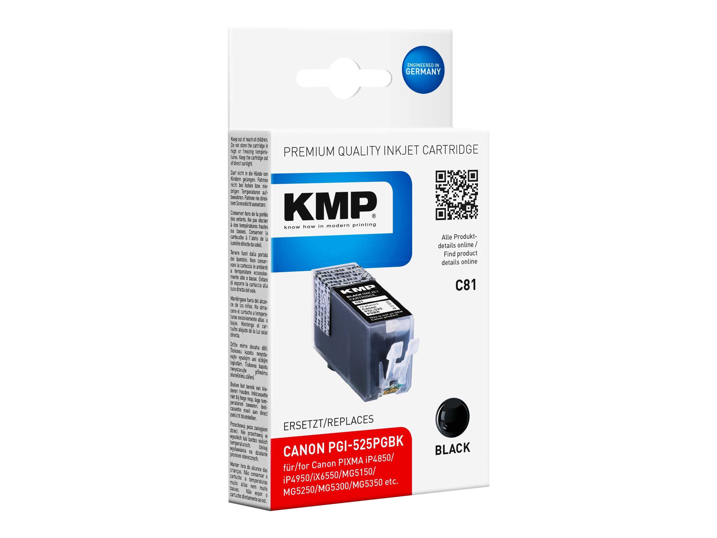 KMP C81 - 19 ml - Schwarz - Tintenpatrone Alternative zu: Canon PGI-525PGBK, Canon 4529B001 (1513,0001)