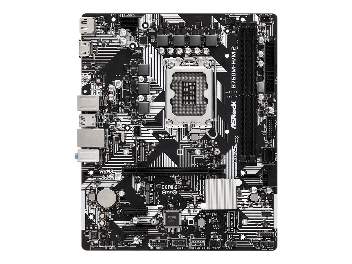 ASRock B760M-H/M.2 - Motherboard - micro ATX - LGA1700-Sockel - B760 Chipsatz - USB 3.2 Gen 1, USB-C 3.2 Gen 1 - Gigabit