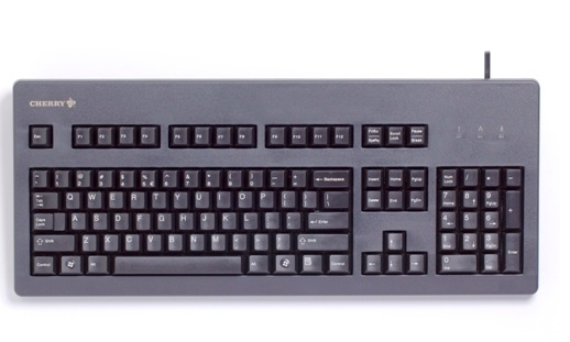 Cherry G80-3000 Blaue SWITCH Kabelgebundene Tastatur, Schwarz, USB/PS2 (QWERTZ - DE), Volle Größe (100%), Kabelgebunden, USB + PS/2, Schwarz