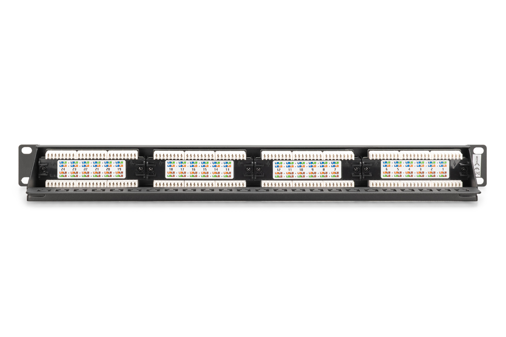 DIGITUS Patch Panel - class E - Rack montierbar - CAT 6 - UTP - RJ-45 X 24 - RAL 9005, Schwarz - 1U - 48.3 cm (19), Ansicht 4