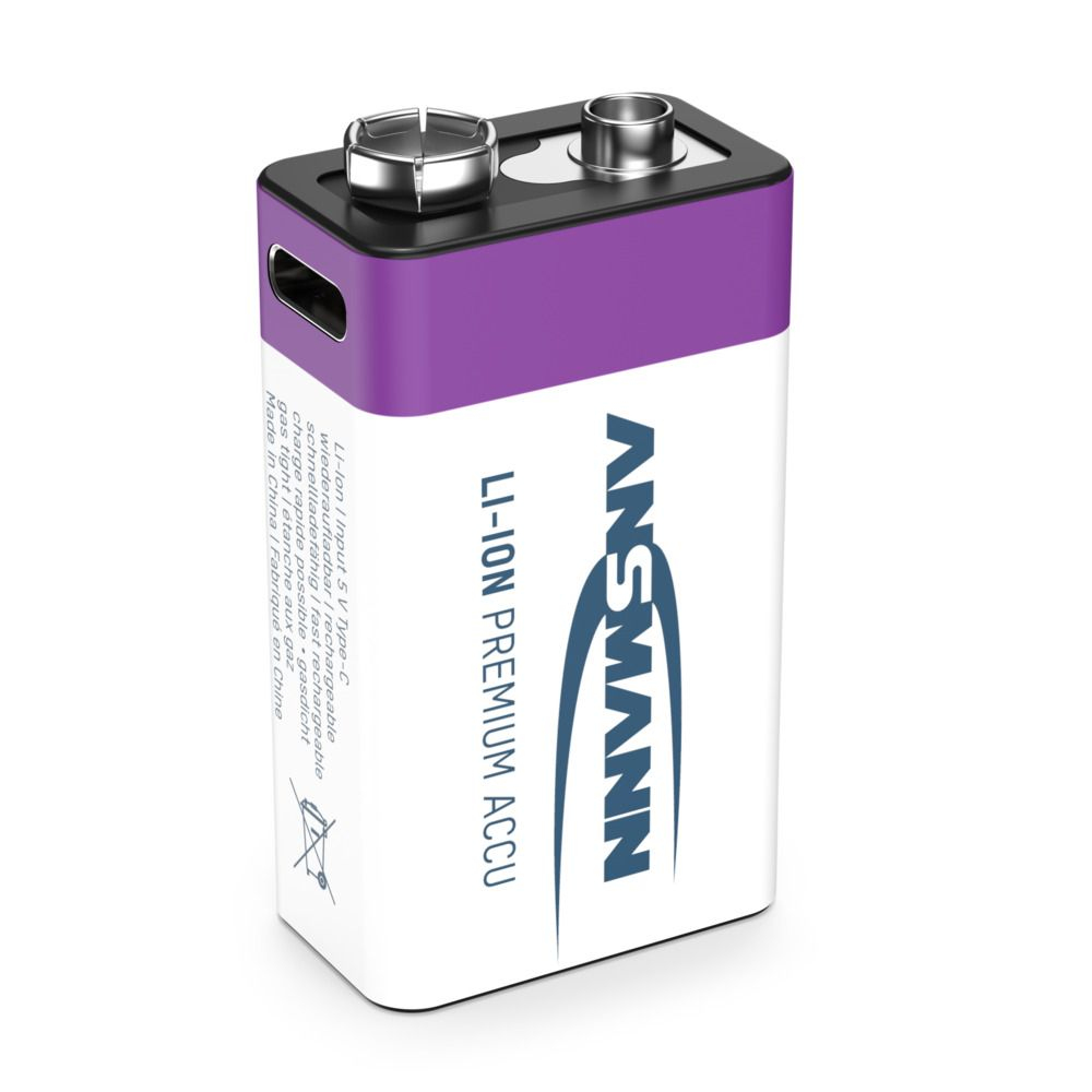 Ansmann E-Block USB-C Akku Li-Ion 400 mAh 9 V 1 St. - Akku - 9V-Block, Ansicht 2
