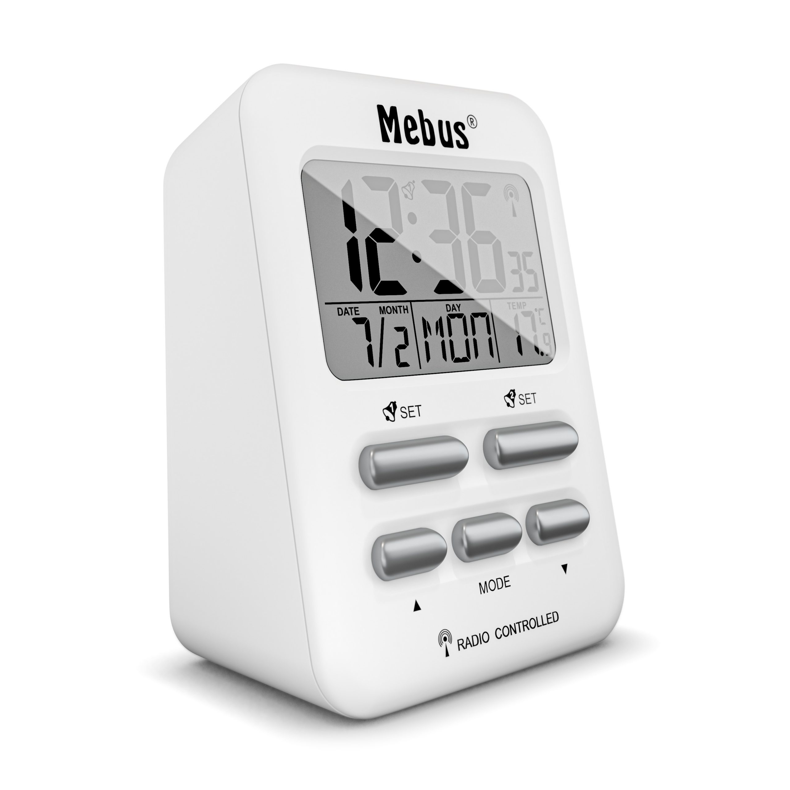 Mebus 25800 - Digitaler Wecker - Rechteck - Weiß - 12/24 h - F - °C - Blau, Ansicht 4