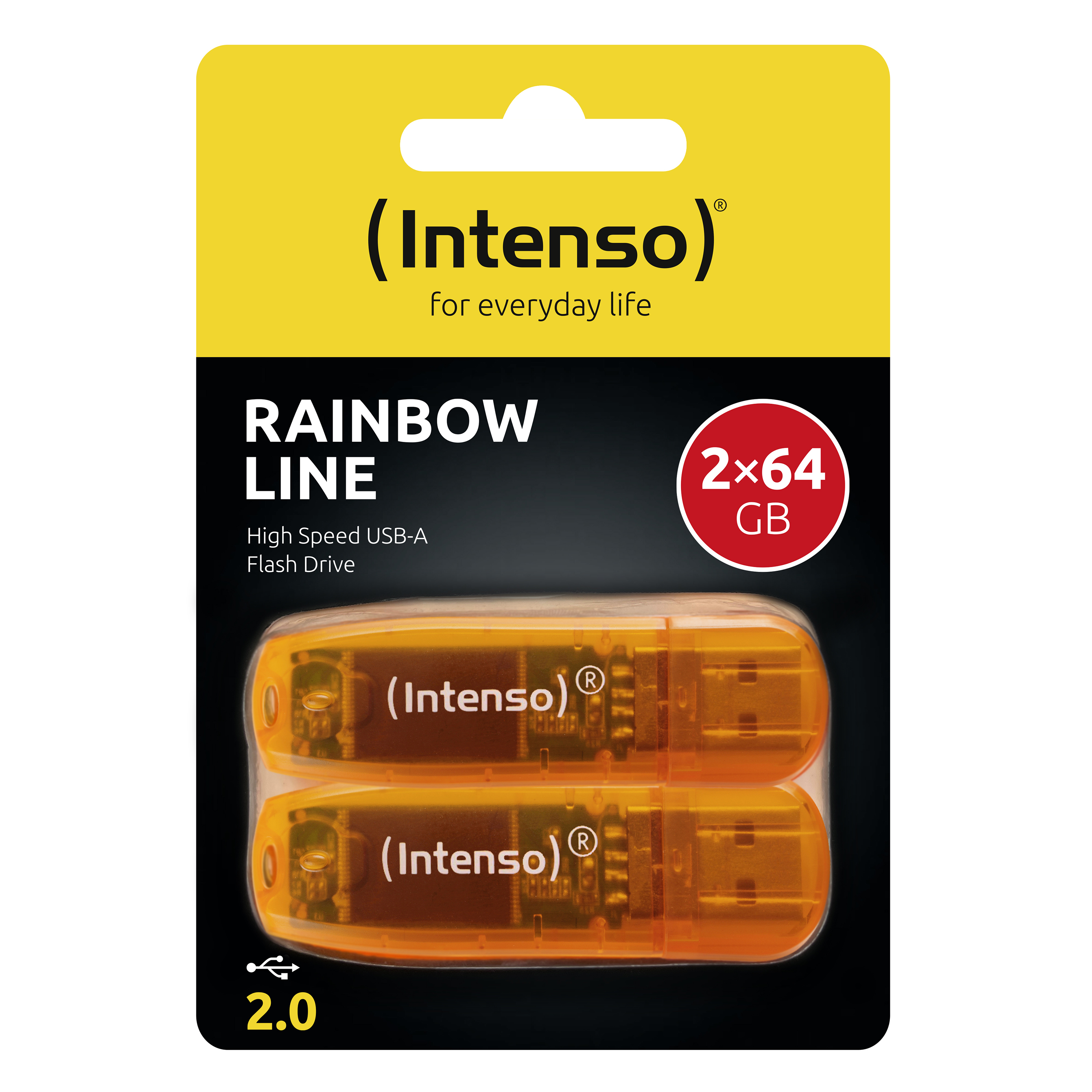 Intenso Rainbow Line - USB-Flash-Laufwerk - 64 GB - USB 2.0 - orange (Packung mit 2), Ansicht 2