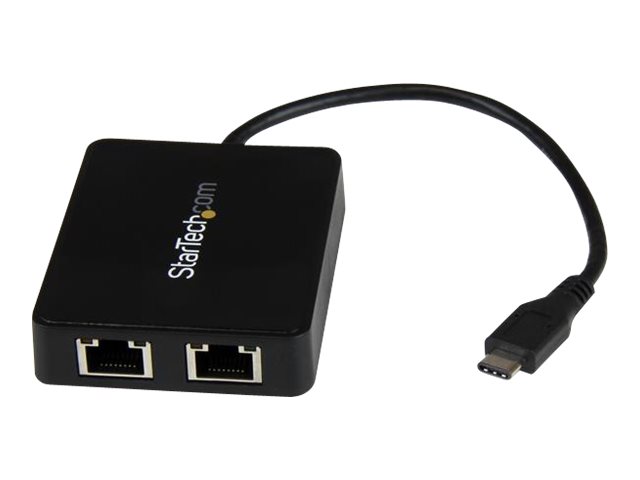StarTech.com USB-C auf Dual-Gigabit Ethernet Adapter mit USB (Typ-A) Anschluss - USB Type-C Gigabit Netzwerk Adapter - Netzwerkadapter - USB-C - Gigabit Ethernet x 2 + USB 3.0 - für P/N: TB33A1C