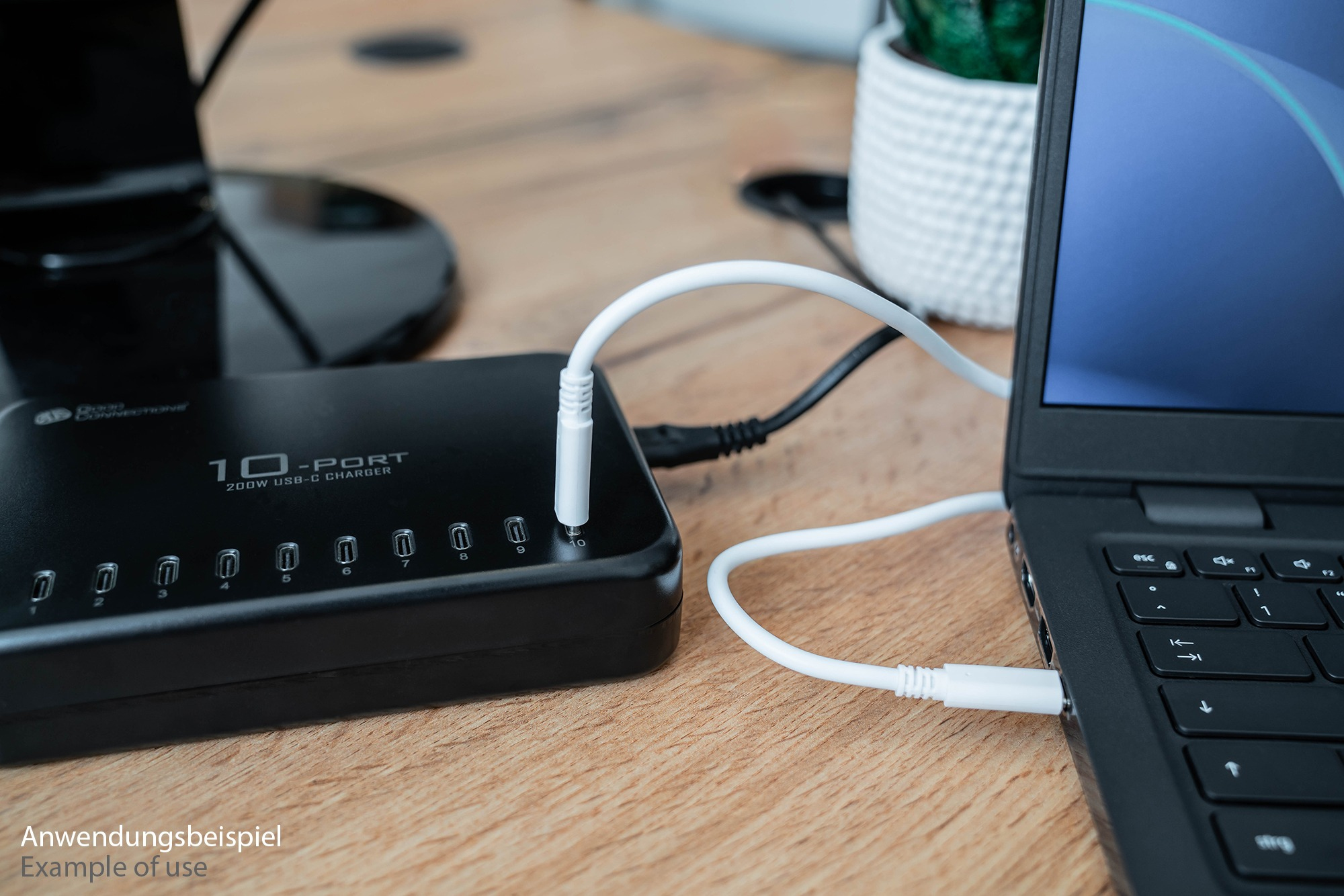 Good Connections GC USB-Desktop-Schnellladestation 200W 10-Port 10x USB-C schwarz, Ansicht 4