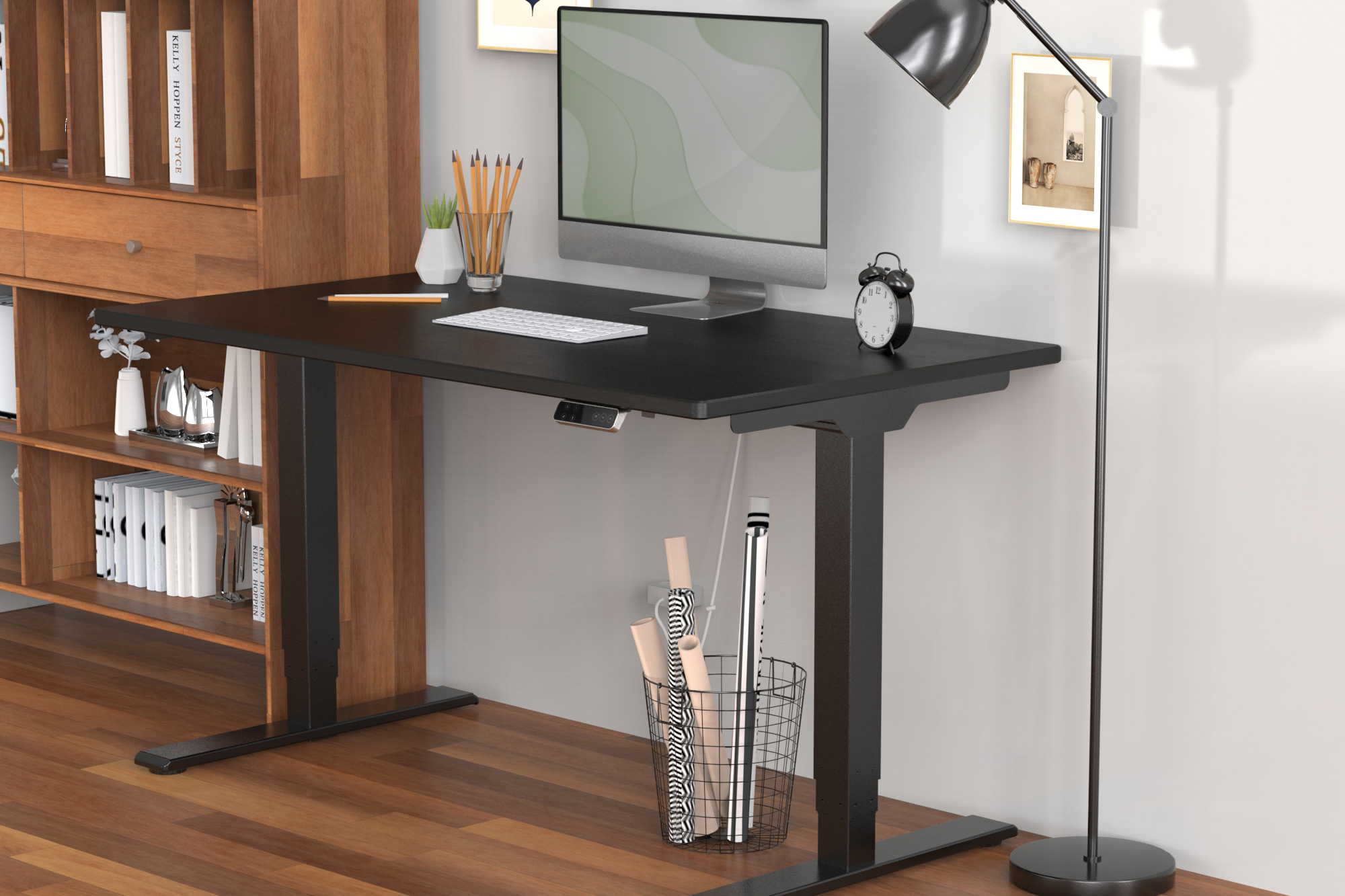 DIGITUS Elektrisch höhenverstellbares Tischgestell, Dual-Motor, 3-Stufen, Schwarz, Ansicht 3