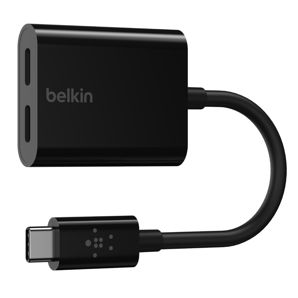 Belkin Connect Audio + Charge - USB-C auf USB-C Kopfhörer-/Ladeadapter - 24 pin USB-C männlich zu 24 pin USB-C weiblich - Schwarz, Ansicht 2