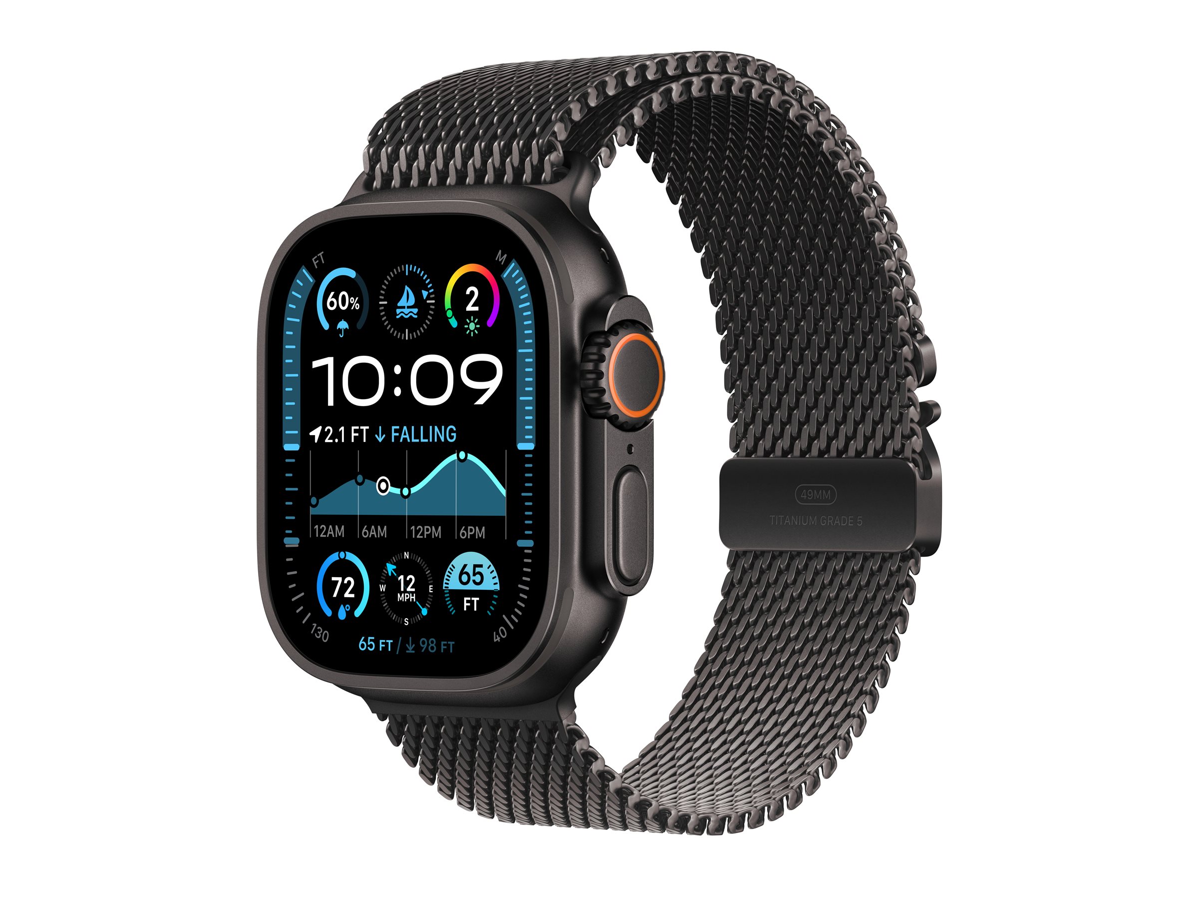 Apple Watch Ultra 2 schwarz mit Milanaise-Armband Small schwarz | mx4w3fd/a |