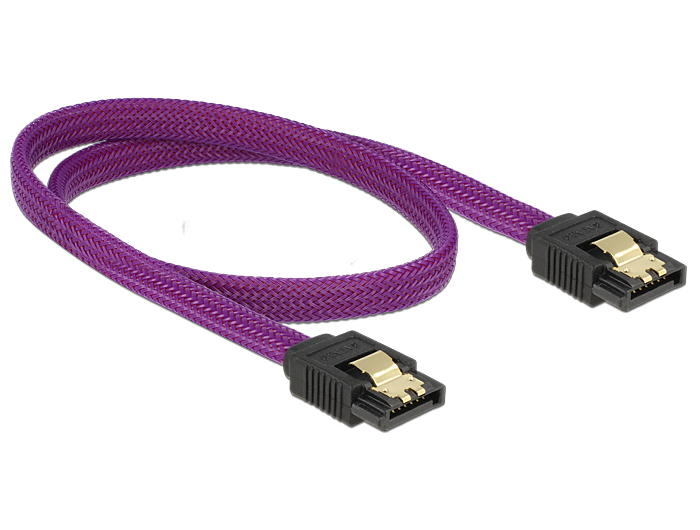 Delock 83691, 0,5 m, SATA III, SATA 7-pin, SATA 7-pin, Männlich/Männlich, Violett