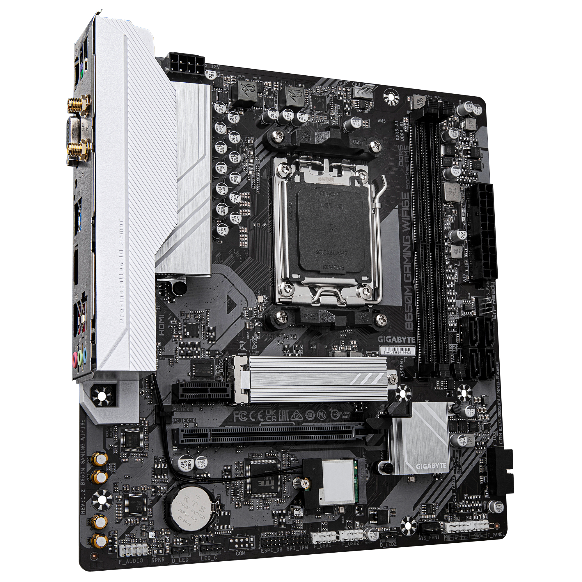 Gigabyte B650M GAMING WIFI6E - Motherboard - micro ATX - Socket AM5 - AMD B650 Chipsatz - (CPU erforderlich), Ansicht 3