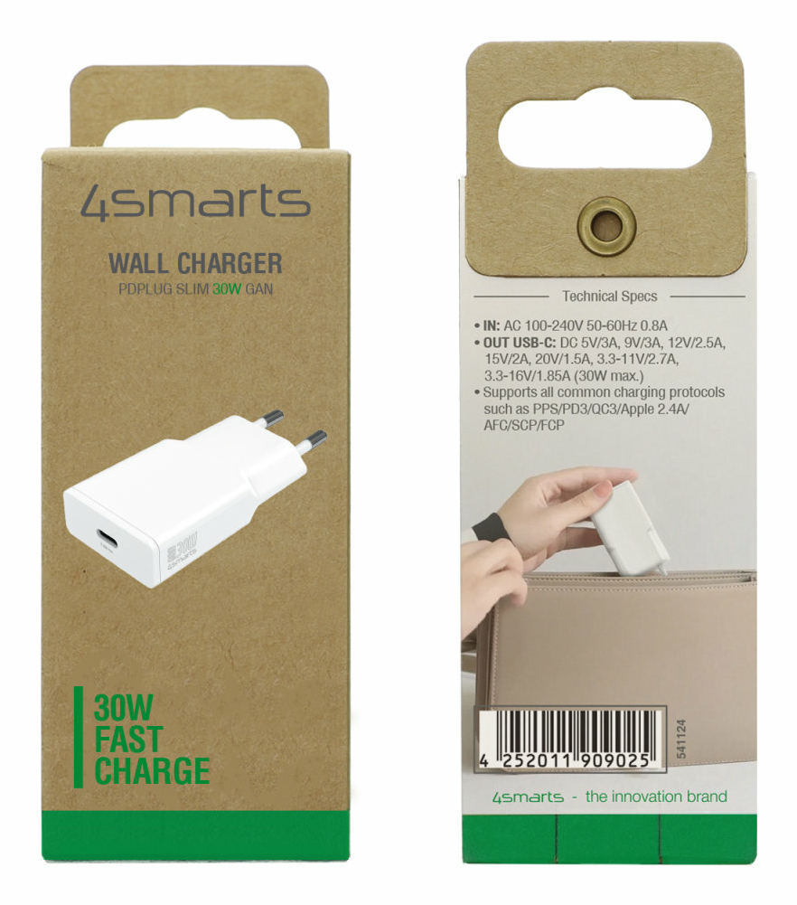 4smarts Netzladegerät PDPlug Slim 30W GaN 1C weiß, Ansicht 2