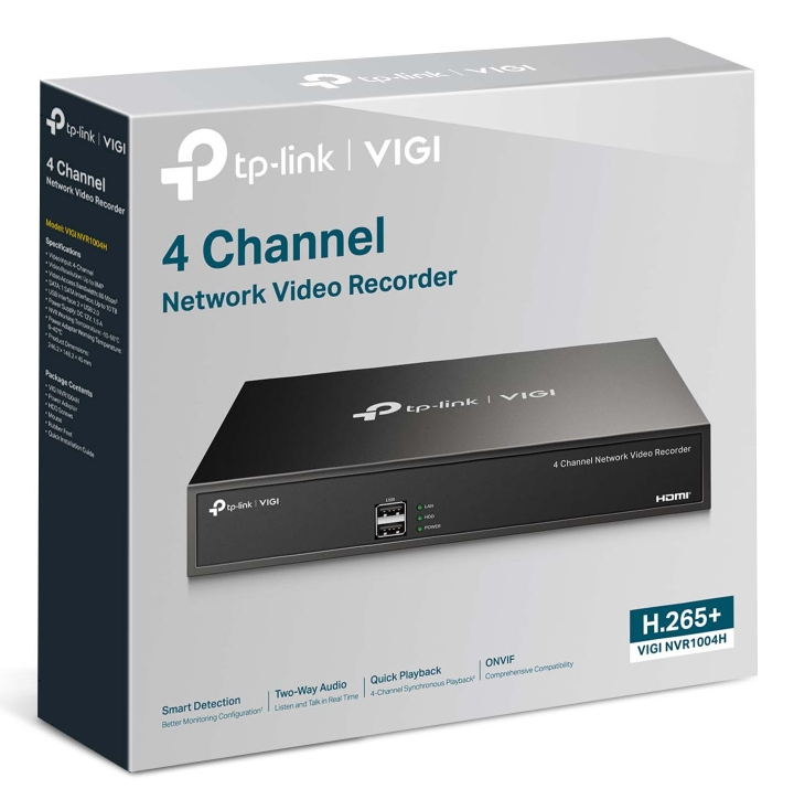 TP-LINK VIGI NVR1004H V1 - NVR - 4 Kanäle - netzwerkfähig, Ansicht 2