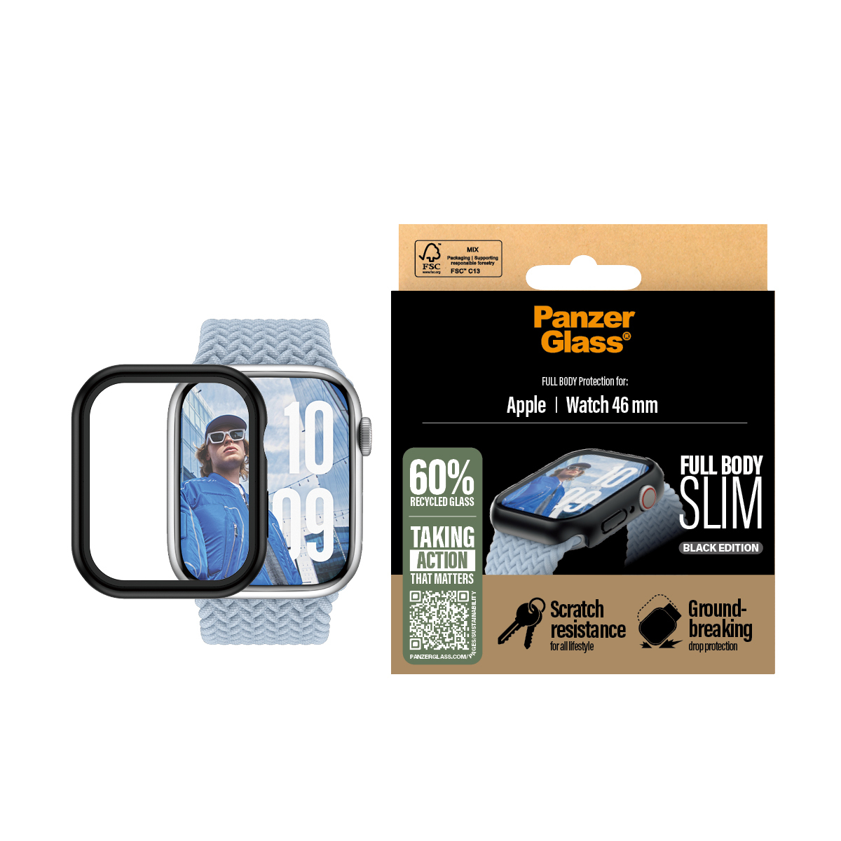 PanzerGlass Snappie - Schutzabdeckung Frontcover für Smartwatch - 100 % recyceltes Polycarbonat, gehärtetes Glas, Ansicht 4