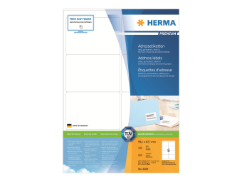 HERMA Premium - Papier - matt - permanent selbstklebend - weiß - 99.1 x 67.7 mm 800 Etikett(en) (100 Bogen x 8)