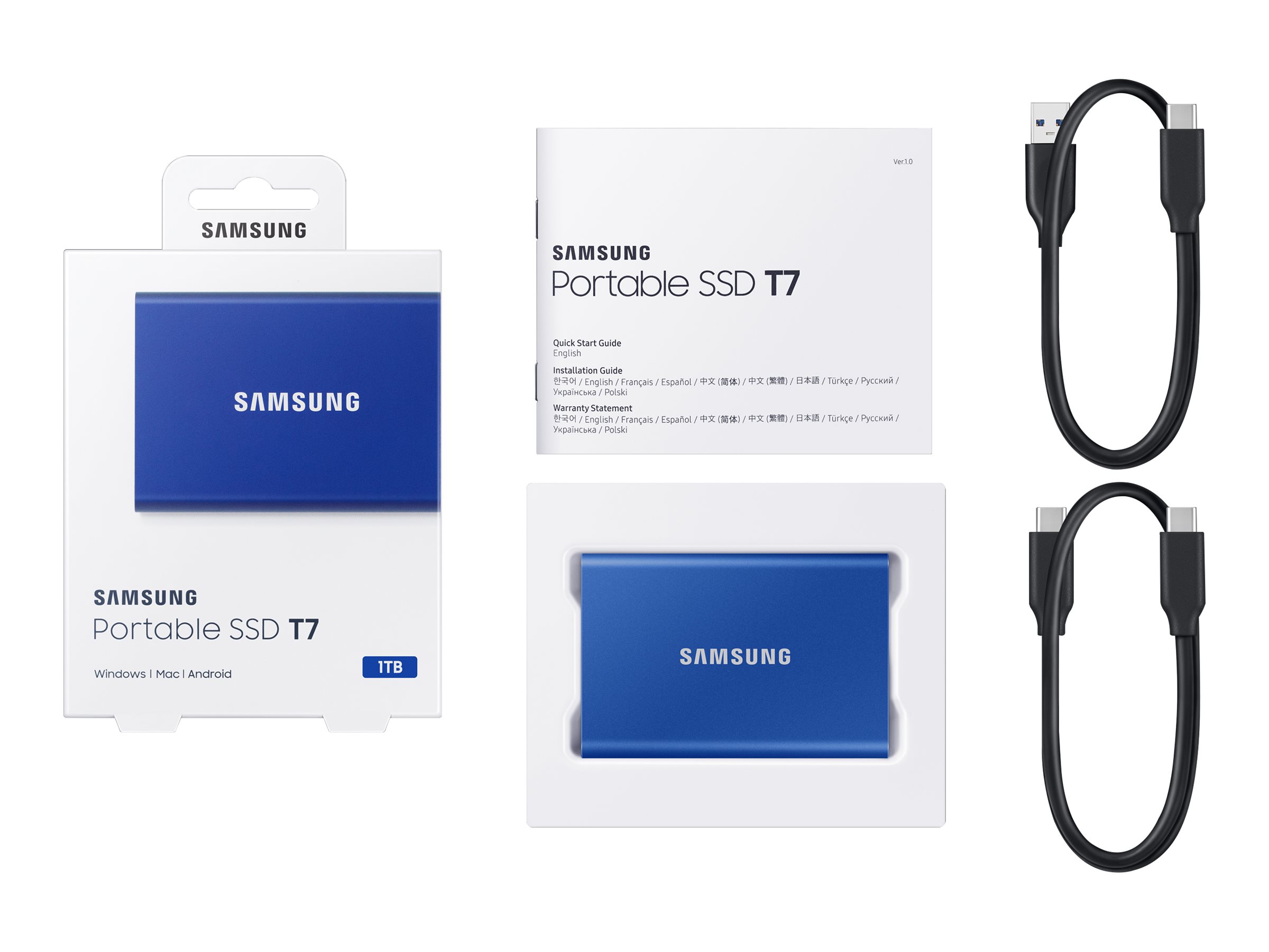 Samsung T7 MU-PC1T0H - SSD - verschlüsselt - 1 TB - extern (tragbar), Ansicht 3