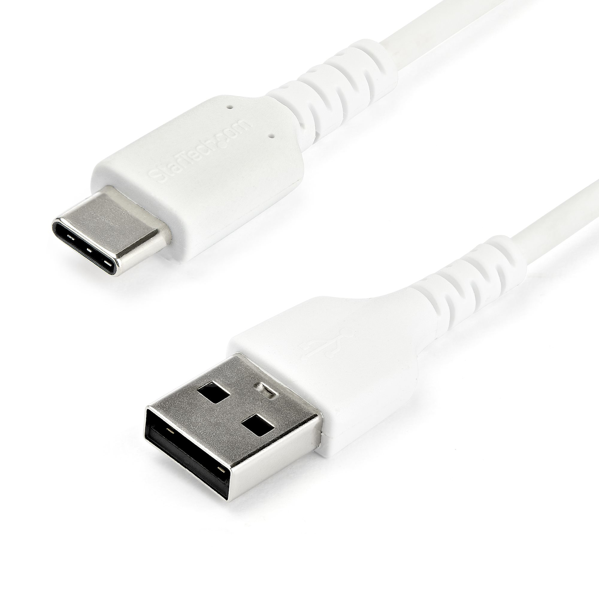 StarTech.com 1m USB-A auf USB-C Ladekabel - Dauerhaftes USB 2.0 auf USB Typ-C Datenübertragungs- und Schnellladekabel - Robuster TPE-Mantel Aramidfaser, M/M, 3A - Weiß, 1 m, USB A, USB C, USB 2.0, 0,48 Gbit/s, Weiß