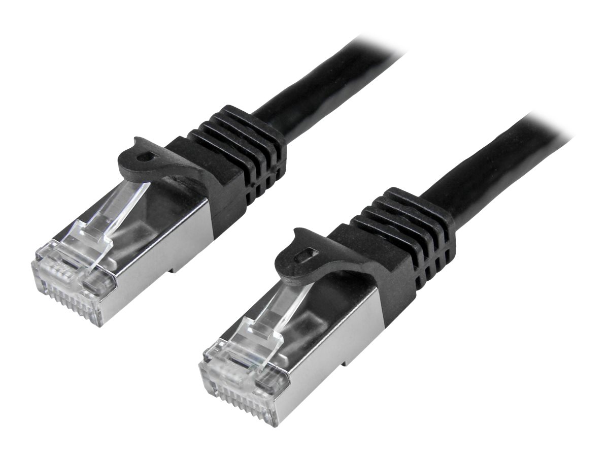 StarTech.com Startech 5m CAT6 Ethernet Cable, 10 Gigabit Shielded Snagless RJ45 100W PoE Patch Cord, CAT 6 10GbE SFTP Network Cable w/Strain Relief, Black, Wiring is UL Certified/TIA - Category 6 - 26AWG (N6SPAT5MBK)