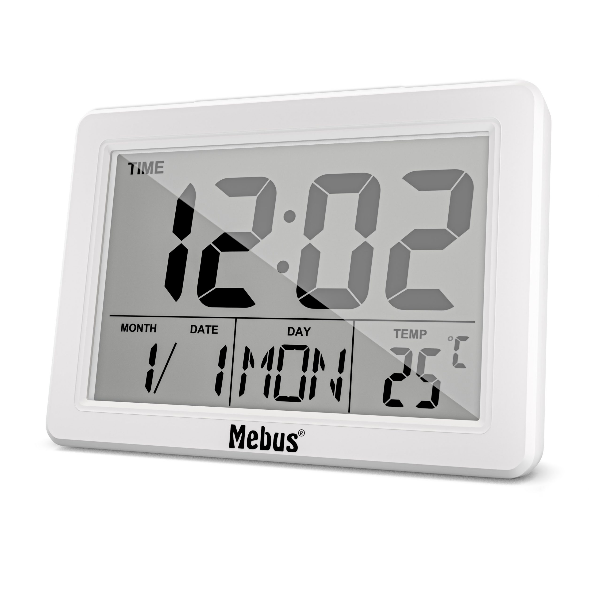 Mebus 25738 - Quarzwecker - Rechteck - Weiß - 12/24 h - F - °C - Weiß, Ansicht 4